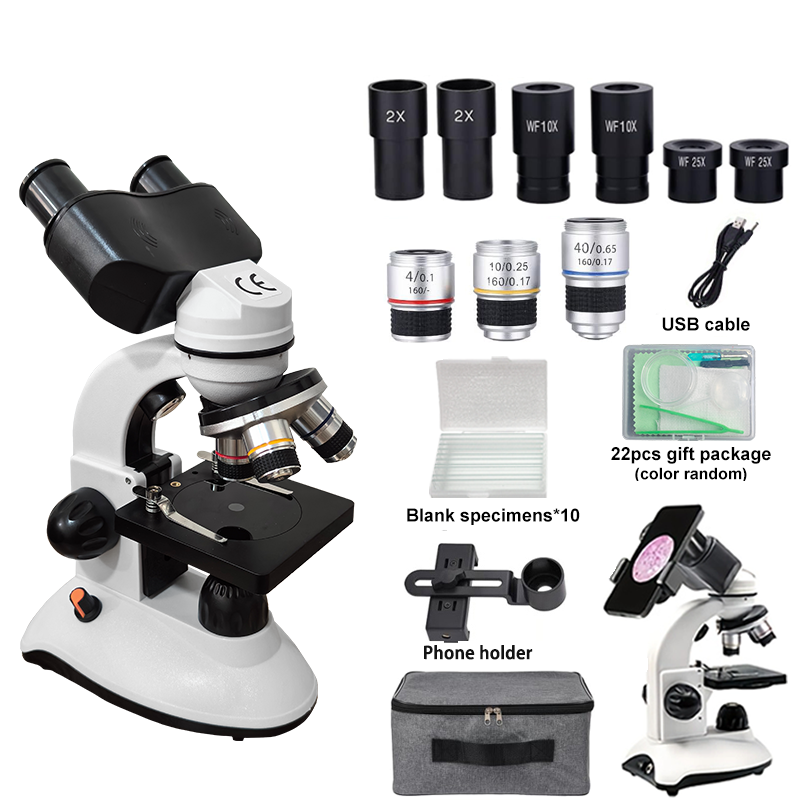 Microscope Compound 40X - Mikroskop Majemuk Binokuler untuk Pelajar, Mikroskop