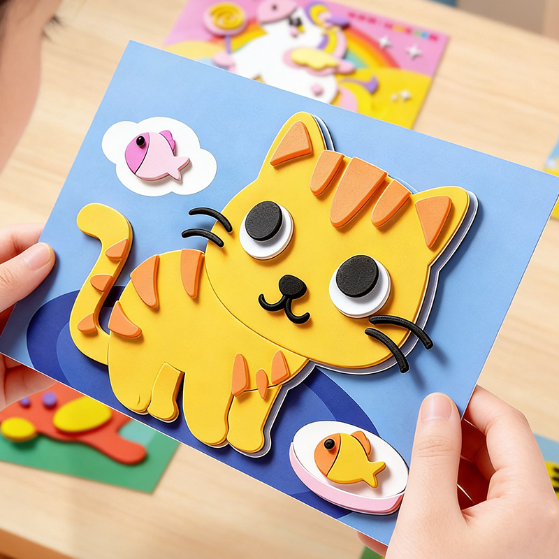 Science Project Diy - Stiker 3D Anak-anak, 10 Lembar Acak,